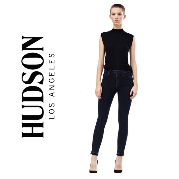 Hudson Barbara👖 High-Rise Skinny Ankle Raw Released Hem Denim Jeans - Picture 13 of 13
